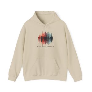 Front: Music builds community; Back: Big Stitch logo